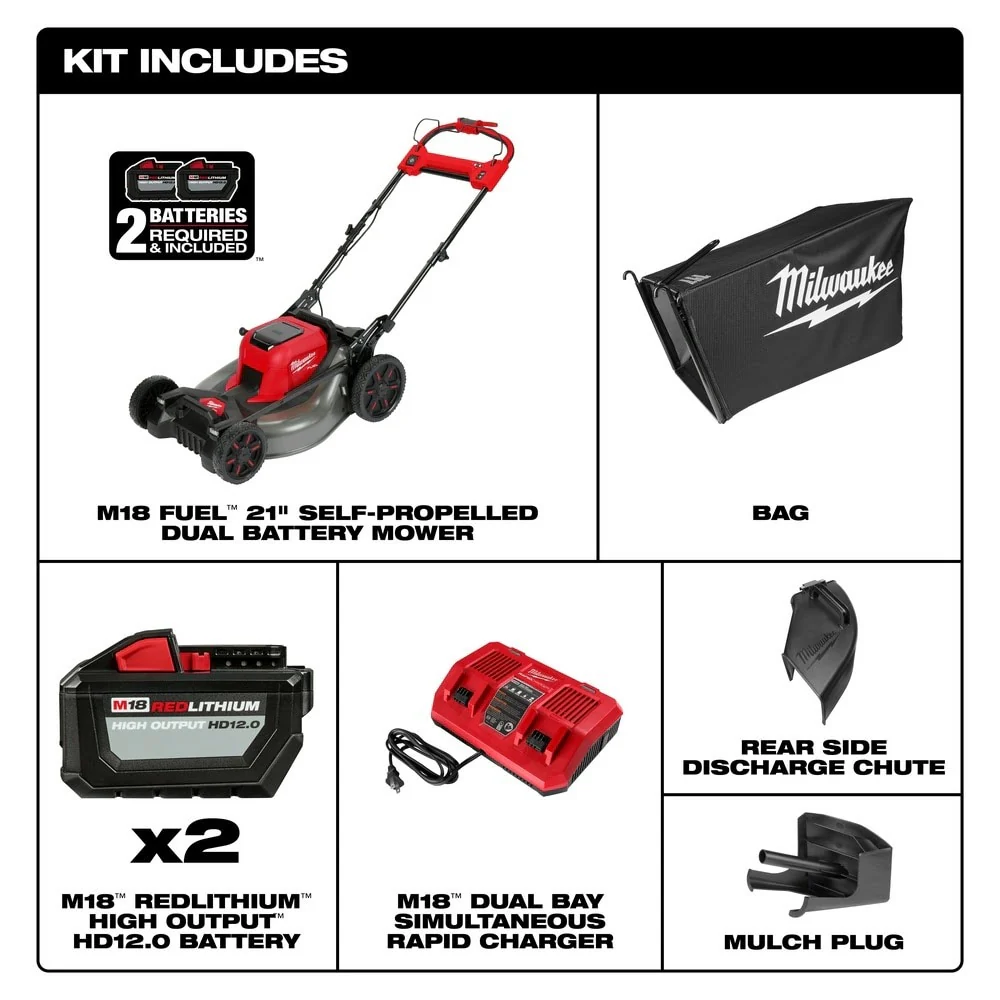 Milwaukee 2823-22HD M18 FUEL? 21 Self-Propelled Dual Battery Lawn Mower