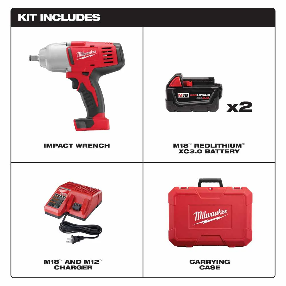 Milwaukee 2663-22 M18 1/2 High Torque Impact Wrench with Friction Ring Kit